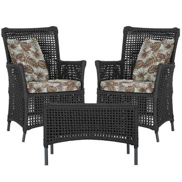 Imagem de 2 Poltronas e 1 Mesa Igapó Alumínio Preta Corda Náutica e 6 Preto