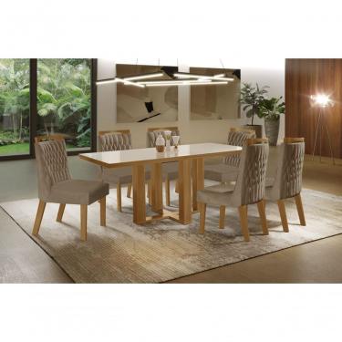 Imagem de Sala De Jantar Completa Com 6 Cadeiras 1,60x0,80m Lottus Atena Lj Móveis