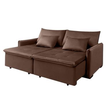 Imagem de Sofá Cama Slim New Roma 2 Mts Veludo Molas Bonnel Com Pillow Cor:marrom