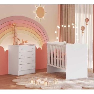Imagem de Quarto Infantil Berço e Cômoda Lua Encantada Branco - FbABY