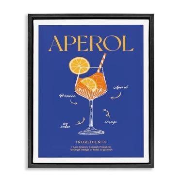 Imagem de Stupell Industries Aperol Cocktail Recipe Black Framed Floater Canvas Wall Art Design por Lettered and Fored, 17 x 21