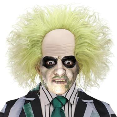 Imagem de PORSMEER Peruca Masculina Beetlejuice - Cabelo Curto Premium Betelgeuse Verde Ombré Com Touca Careca, Ideal Para Fantasia De Halloween
