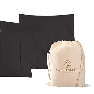 Imagem de Conjunto de 4 Fronhas Padrão Pretas, 100% Algodão Egípcio, 1000 Fios, Trama de Cetim, Good Sleep Bedding