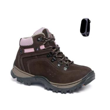 Imagem de Kit Coturno Feminino Inverno Bota Motociclista Couro + Relógio Fino - 