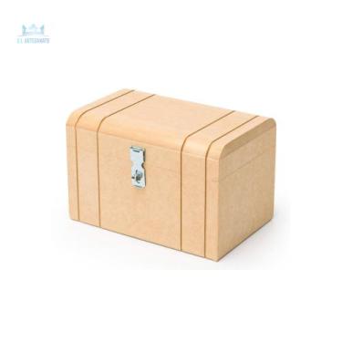 Imagem de Caixa Baú RISCADO Em Mdf Cru Com Fecho Cadeado - CL ARTESANATO, P