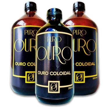 Imagem de Ouro Coloidal 250ppm 24k Compre 2x 500ml Ganhe 250ml Certificado de Autenticidade 99,99% Pureza Vidro