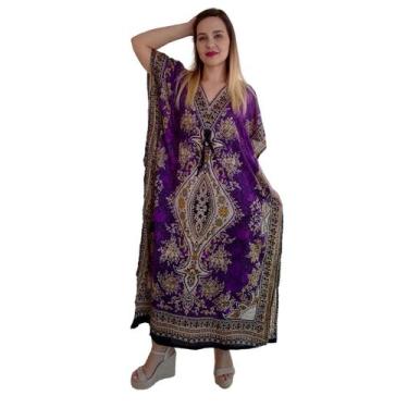 Imagem de Vestido Kaftan Indiano Longo Estampado Plus Size - Cod. 1212 - ALÉCI F