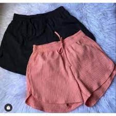 Imagem de Short feminino canelado detalhe lastex amarrar  moda - Filó modas, Pre