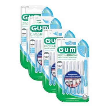 Imagem de Kit 4 Escova Interdental Portátil Cerda Grande 1.6 mm GUM, Limpeza entre os Dentes, 6 unid., Gum, Azul, 1.6 Mm