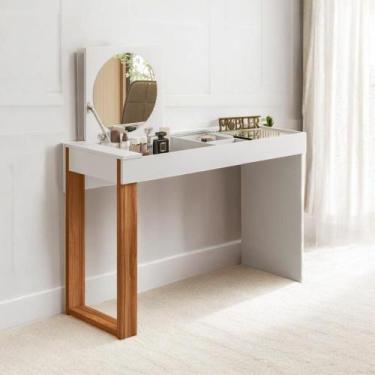 Imagem de Escrivaninha Penteadeira Com Espelho Midletown Branco Fosco Cinamomo -