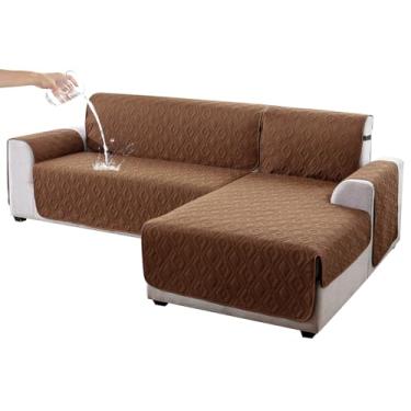 Imagem de Genina Capas de sofá secionais para cães capas de sofá em forma de L capas de sofá reversíveis para sofá secional em forma de L protetores de móveis para animais de estimação, crianças (marrom, grande)