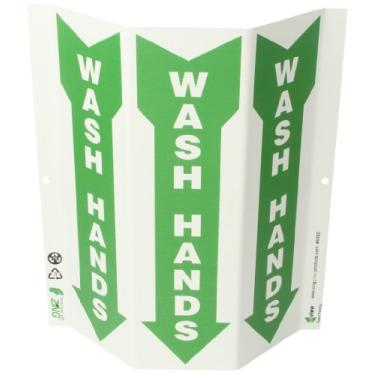 Imagem de ZING Placa 4062 Eco Public Facility Tri View, estação de lavagem à mão, 32Hx9W, projetos 7,6 cm, plástico reciclado