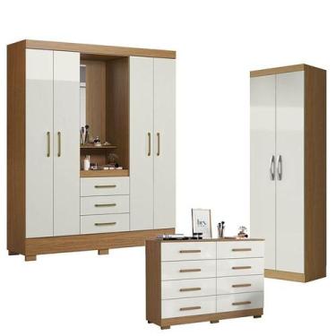 Imagem de Guarda Roupa Solteiro Paris 2045150 com Armário Multiuso 2 Portas New 