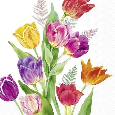 Imagem de Guardanapo para Decoupage Ihr 33x33 Tulipas Brilhante C/ 20 Unidade - 