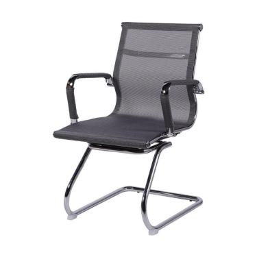 Imagem de Cadeira Boxbit Eames Office Tela Cinza Fixa Cromada Cinza