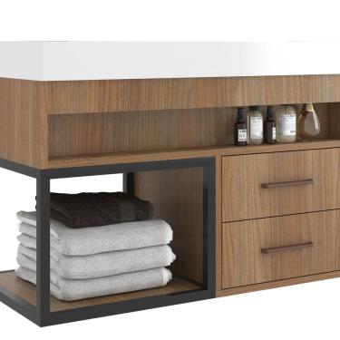 Imagem de Gabinete para Banheiro Suspenso New 80 Noce