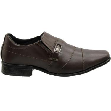 Imagem de Sapato Social Socialle S/Cadarço Aplique Metal Masculino, Café, 40