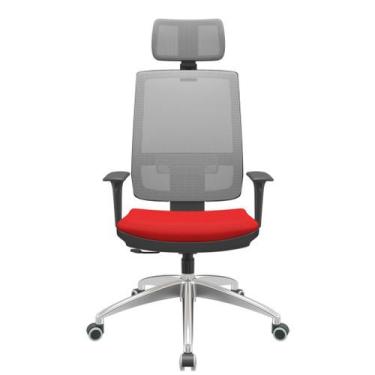 Imagem de Cadeira Office Brizza Tela Cinza Com Encosto Assento Aero Vermelho Rel