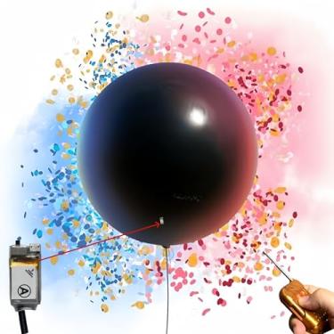 Imagem de gender reveal balloon remote burst, 36 in,with remote control tools,You can pop the balloons remotely,equip Blue and Pink Baby Shower Gender Reveal Party Supplies Decoration Kit (black - no text)