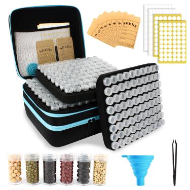 Imagem de Organizador de armazenamento de sementes com 240 compartimentos com 30 envelopes caixa de recipiente de sementes resistente portátil hermético kit de economia de sementes de jardim (grande - 240