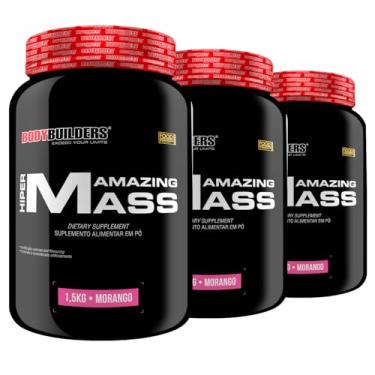 Imagem de Kit 3x Hipercalórico Amazing Mass 1,5kg - Bodybuilders (Médio, Morango)