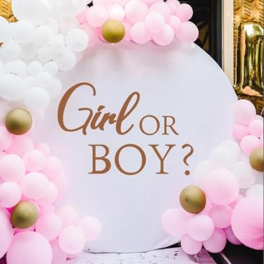 Imagem de Decalque marrom para menino ou menina, adesivos de PVC reveladores de gênero para pano de fundo, placa de revelação de gênero YITOBA para arco de balão, suprimentos de decoração de chá de bebê para
