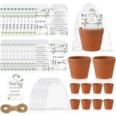Imagem de Ctosree 50 conjuntos de lembrancinhas de funeral para convidados, presentes de celebração da vida, incluindo pacote de sementes, cartões de agradecimento, cordas de cânhamo, sacos de organza para