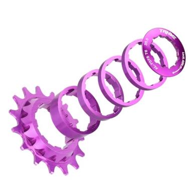 Imagem de CooMeng Kit de conversão de engrenagens de velocidade única 15T/16T/18T para bicicleta multivelocidade para Dirt Jump/BMX, cassete de alumínio de velocidade única com espaçador e anel de bloqueio