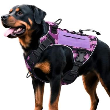 Imagem de Peitoral tático resistente para cães grandes, colete refletivo ajustável sem puxão com sistema Molle, controle de nível militar K9 para treinamento de serviço, atividades ao ar livre e mais de 10