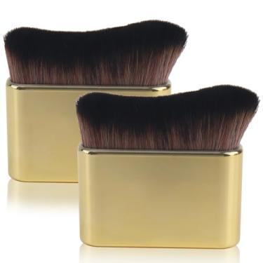 Imagem de Pacote com 2 pincéis autobronzeadores, autobronzeador profissional, Kabuki, pó, base, blush, sombra, bronzer, escova facial e corporal