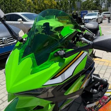 Imagem de Substituição de para-brisa de corrida de 15 polegadas para Ninja500 Ninja 500 SE 2024-2025 motocicleta PC protetor de defletor de vento carenagem frontal (verde)