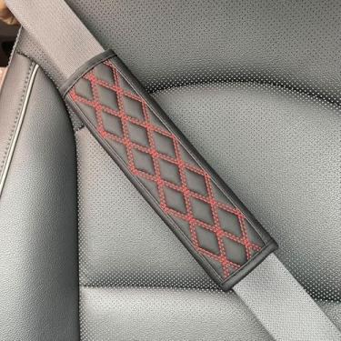 Imagem de JDDRY Protetor de pescoço de cinto de segurança de 2 peças, capas de cinto de segurança de carro, capas de cinto de segurança de couro, almofadas de alça de assento de carro universais, acessórios de