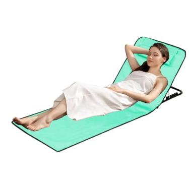 Imagem de Cadeira De Descanso Dobrável - Espreguiçadeiras Dobráveis para Praia | Esteira Reclinável Dobrável com Apoio Cabeça e Encosto 160x52x38 cm para Família Campismo Jardim à Beira-Mar Adultos Jovens