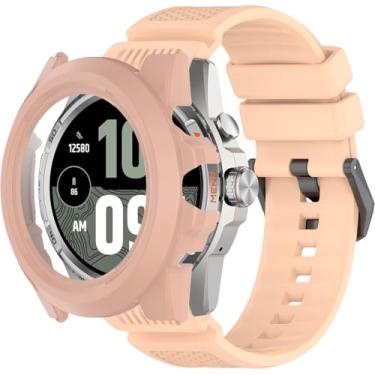 Imagem de QHBAMD Pulseiras de relógio de silicone compatíveis com Ticwatch Atlas, com capa de PC, macia, respirável, impermeável, pulseira esportiva para Ticwatch Atlas