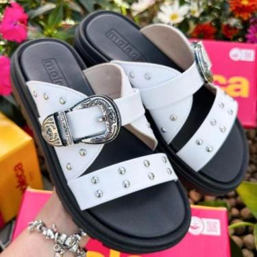 Imagem de Sandália Moleca Buckle Com Fivela Feminino Papete  Estilo Slide Confor