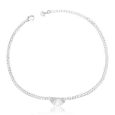 Imagem de Tornozeleira Elos 1x1 com Pingente Chapado em Leque Aberto (23cm)