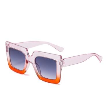 Imagem de Óculos de sol da moda, feminino, moderno, armação grande, masculino, para praia, uso ao ar livre, proteção solar UV400 (rosa, laranja)