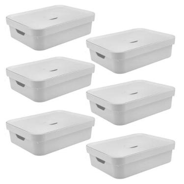 Imagem de Caixa Organizadora OU Plastico 16L Cube Branca 06 unidades