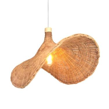 Imagem de Pendente Em Fibra Natural Rattan Chapeu Boho Sala E27 Nat80