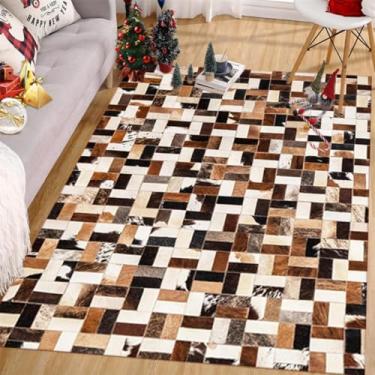 Imagem de ESSMOKO Tapete de sala de estar tapete nórdico simples para sala de estar, tapete grande, manta nórdica para mesinha de cabeceira, lavável e fácil de cuidar, grade retangular, 90 * 150 cm