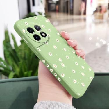 Imagem de Capa de celular com estampa de margaridas florais para OnePlus 12 12R 11 11R 10 10R 10T 9R 9RT 9 8T 8 7 7T Pro 5G, capa de silicone líquido, verde claro, para OnePlus 7