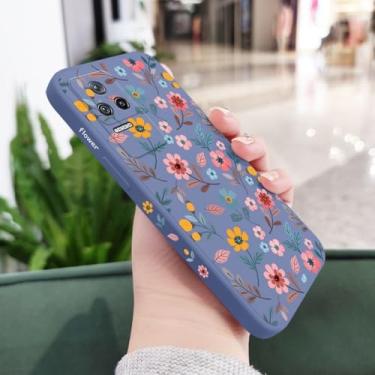 Imagem de Capa de celular com flores para Xiaomi Poco F7 X7 M6 X6 F6 M5S F5 X5 M5 F4 X4 M4 F3 M3 Pro C40 4G 5G GT, capa de sílica líquida, azul claro, para Poco M4 Pro