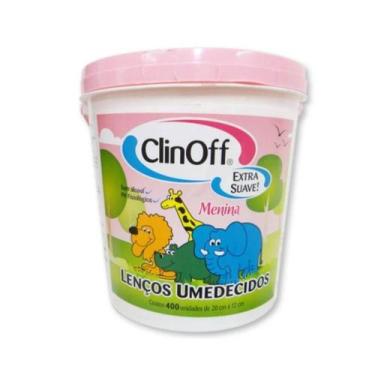 Imagem de Clin Off Lenços Umedecidos Infantil Balde Rosa C/400