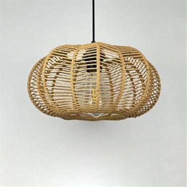 Imagem de OUFULA Industrial Estilo Retro Corda De Cânhamo Pendente Lâmpada Personalidade Criativa Internet Bar Café Restaurante Quarto Roupa Loja Balcão Bar Candelabro (A D32CM)