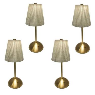 Imagem de Luminaria de Mesa Abajur 3 Tons LED Kit 4 uni USB Bateria Recarragavel