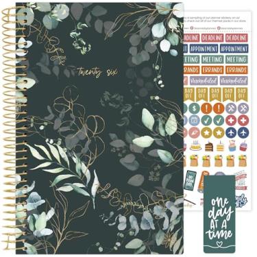 Imagem de bloom daily planners Agenda 2026 (janeiro a dezembro) Organizador de ano calendário - 14 cm x 21 cm - Agenda semanal e mensal com adesivos e marcador de página - Eucalipto, verde