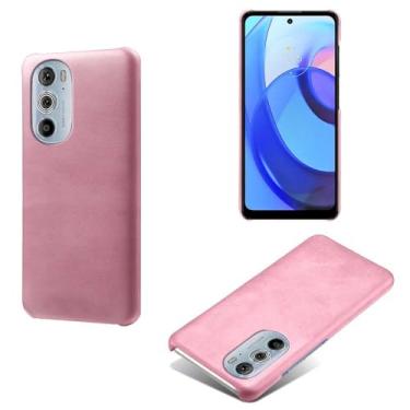 Imagem de Capa para MOTO Edge 30 PRO,Proteção contra quedas,Casca de volta de cor sólida simples,Design de couro de imitação de plástico-Pink
