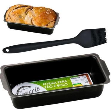 Imagem de Assadeira Pão Retangular Média Antiaderente 1,3L + Pincel - Marcolar