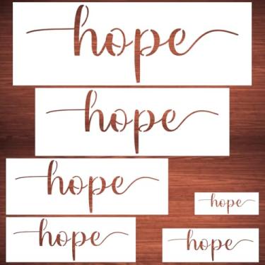 Imagem de Estêncil grande Hope para pintura – Pacote com 6 modelos de estêncil Hope para pintura em madeira, estênceis de letras reutilizáveis para quadro-negro, placas de artesanato em madeira e decorações de