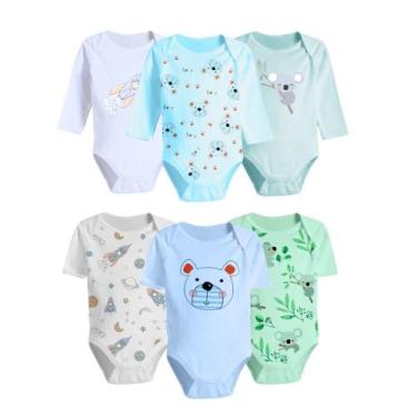 Imagem de Kit Roupa de Bebê 6 Peças Body Manga Longa e Curta Estampado - Koala B